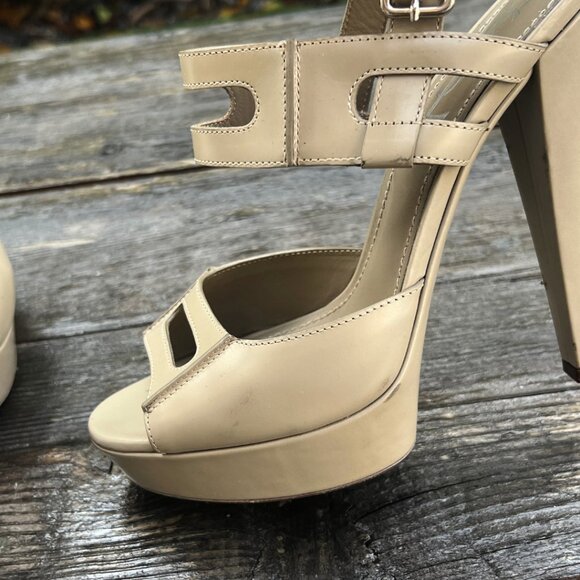 YSL Stiletto Platform Nude Cut Out Sandle Heels 6.5 37 - Picture 7 of 16